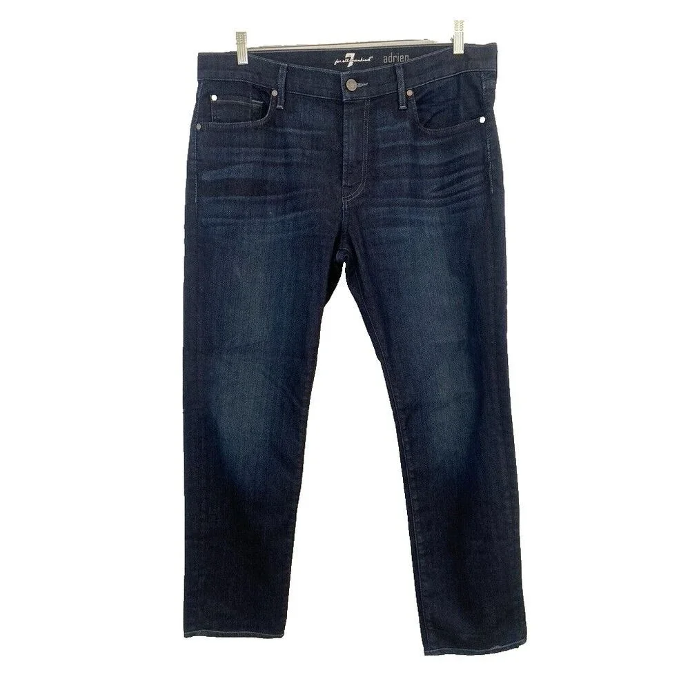 7 For All Mankind Mens Size 36x29 Blue Cotton Blend Adrien Straight Denim Jeans